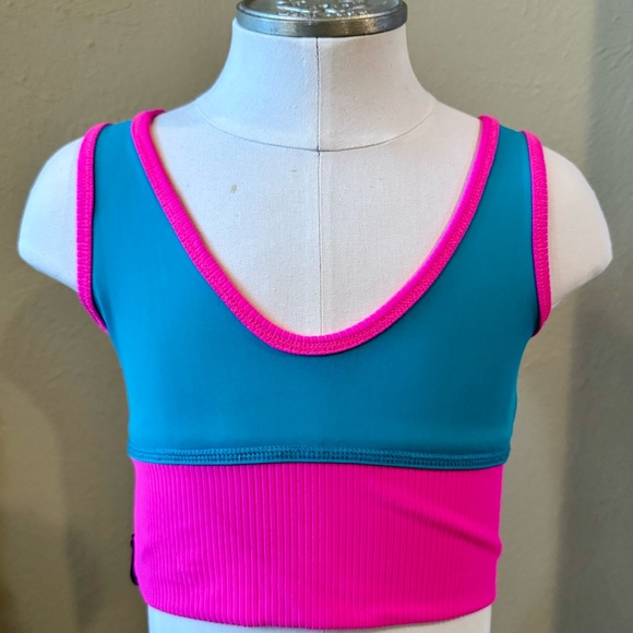 Tiger Friday Reversible Teal and Pink Crop Top CXL - Picture 1 of 4